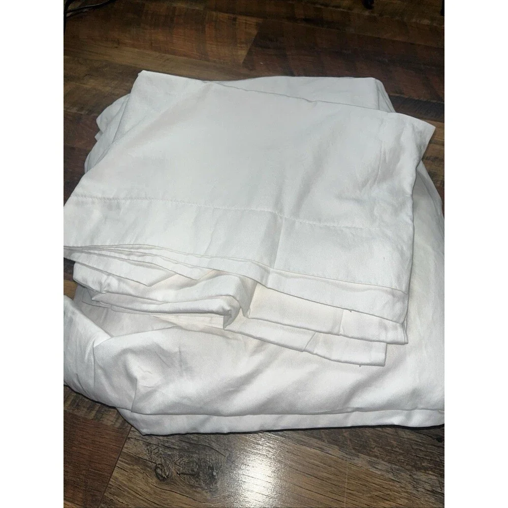 Pizuna King White Duvet Cover Set 100% Long Staple Cotton 2 King Shams New